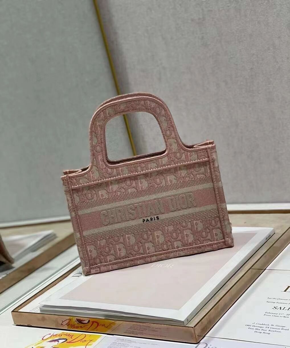 DIOR BOOK mini TOTE Embroidery C1783-2 pink