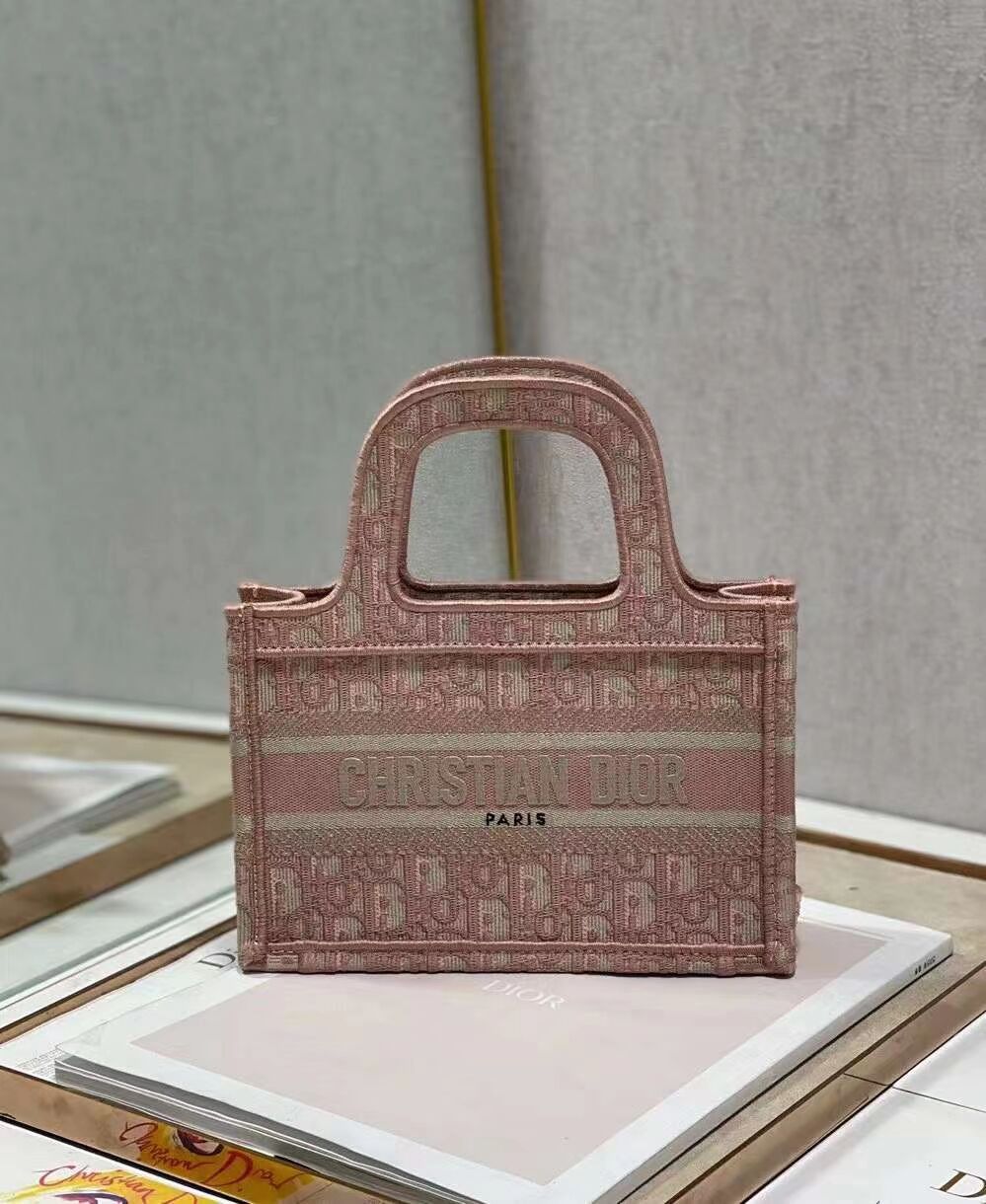 DIOR BOOK mini TOTE Embroidery C1783-2 pink