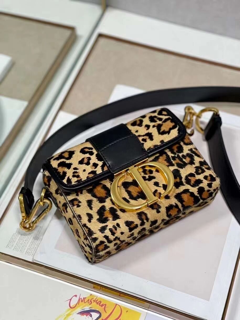 Dior 30 MONTAIGNE BOX BAG Oblique Jacquard C9288 Brown Leopard Print