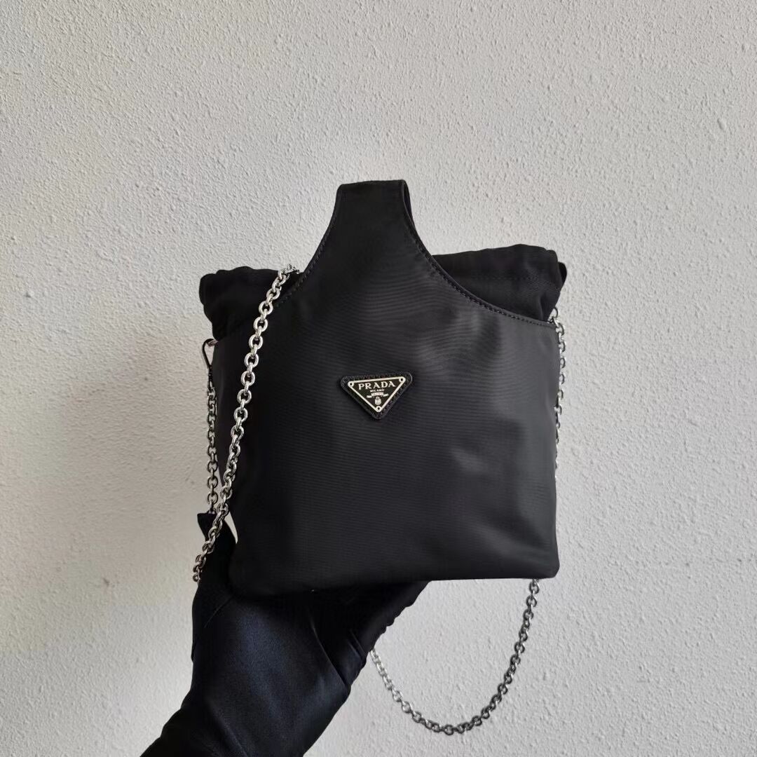 Prada Re-Nylon and Saffiano leather shoulder bag 1AG036 black