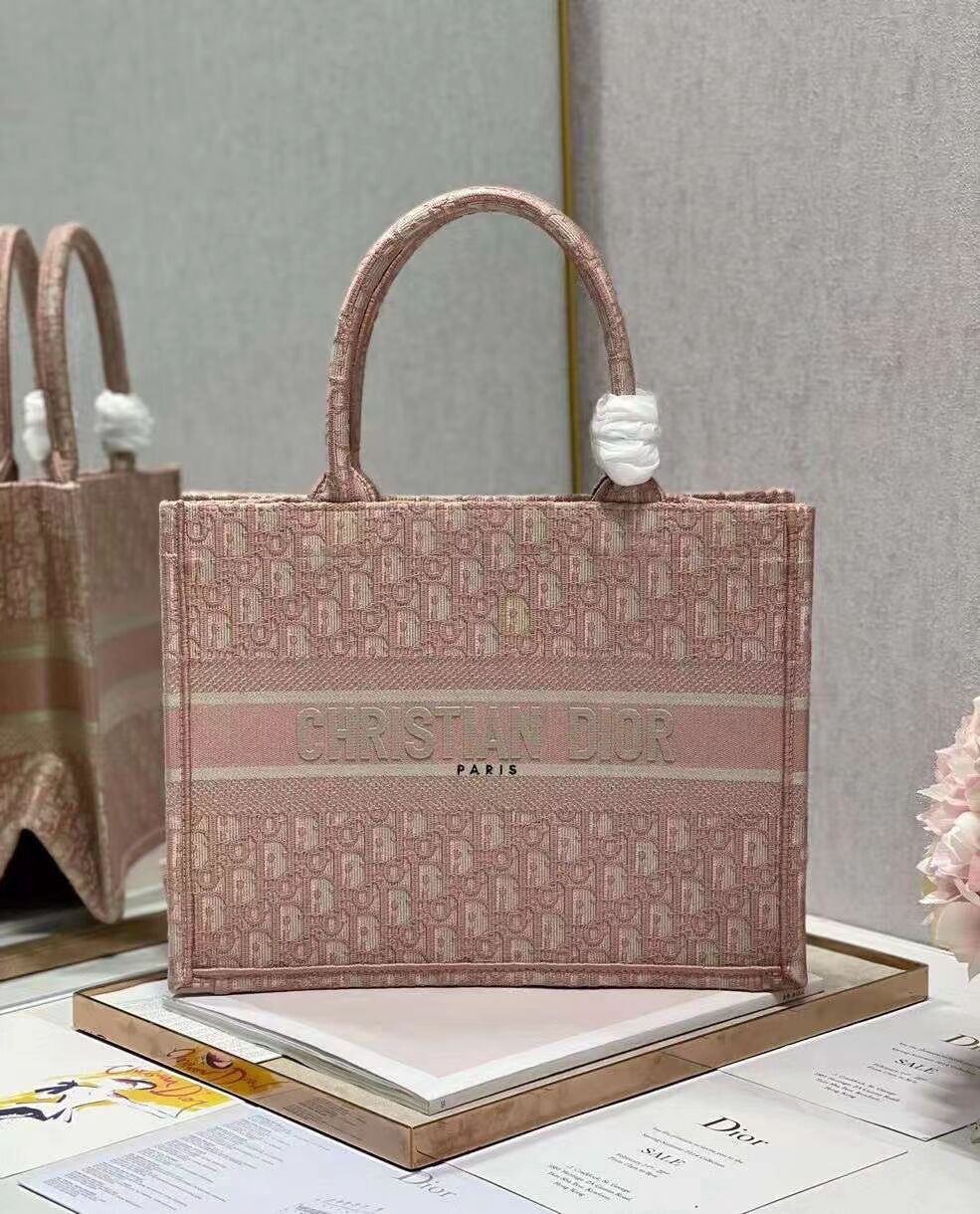 SMALL DIOR BOOK TOTE Embroidery C1287-3 pink