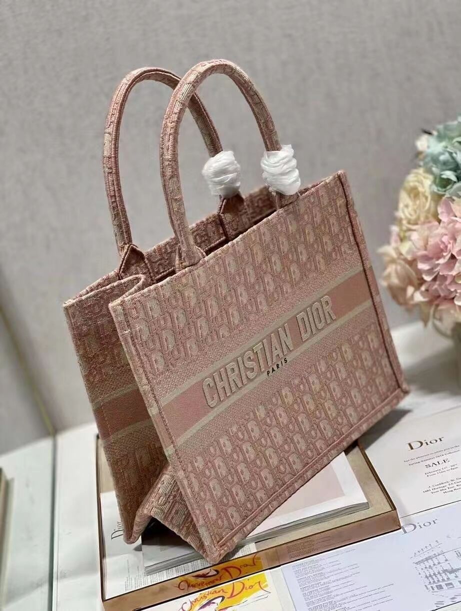 SMALL DIOR BOOK TOTE Embroidery C1287-3 pink