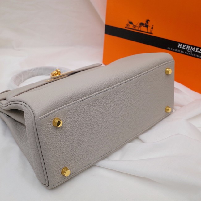 Hermes Kelly Shoulder Bag Original TOGO Leather KY3255 Pearl grey