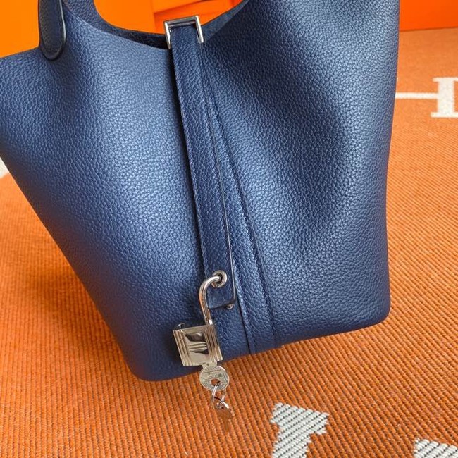 Hermes Picotin Lock Bags Original togo Leather PL3388 Sapphire blue