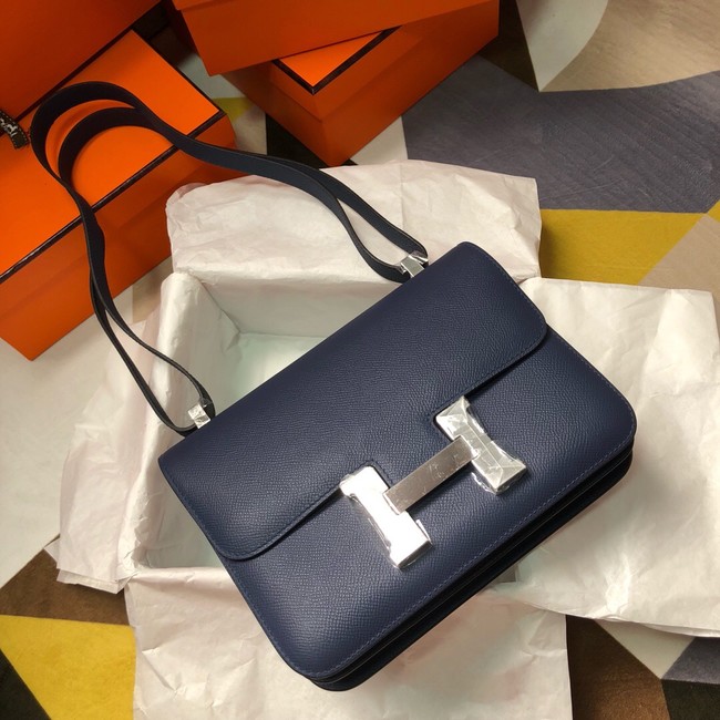 Hermes Original Espom Leather Constance Bag 5333 Sapphire blue