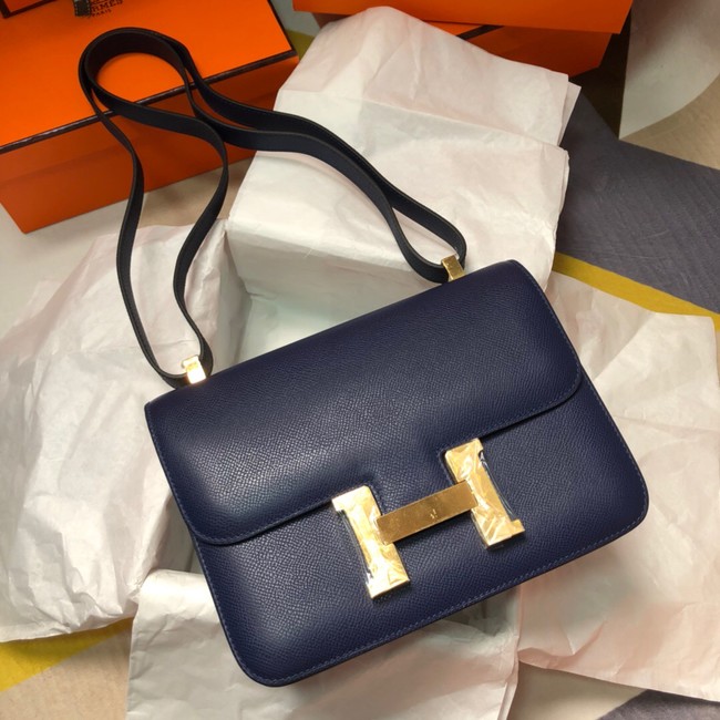 Hermes Original Espom Leather Constance Bag 5333 Sapphire blue