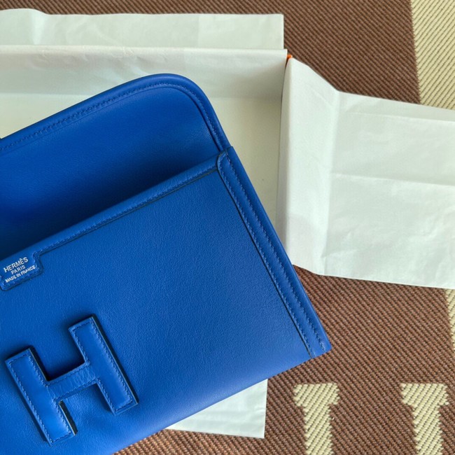 Hermes Original jige swift Leather Clutch 37088 Electro optic blue