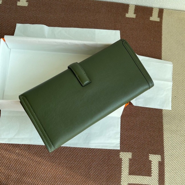 Hermes Original jige swift Leather Clutch 37088 blackish green