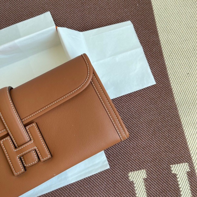 Hermes Original jige swift Leather Clutch 37088 brown