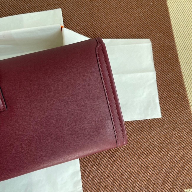 Hermes Original jige swift Leather Clutch 37088 claret