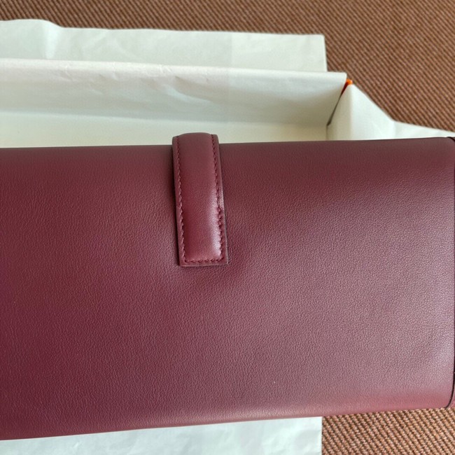 Hermes Original jige swift Leather Clutch 37088 claret