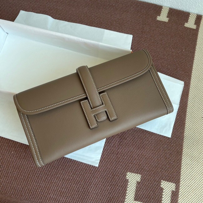 Hermes Original jige swift Leather Clutch 37088 dark gray