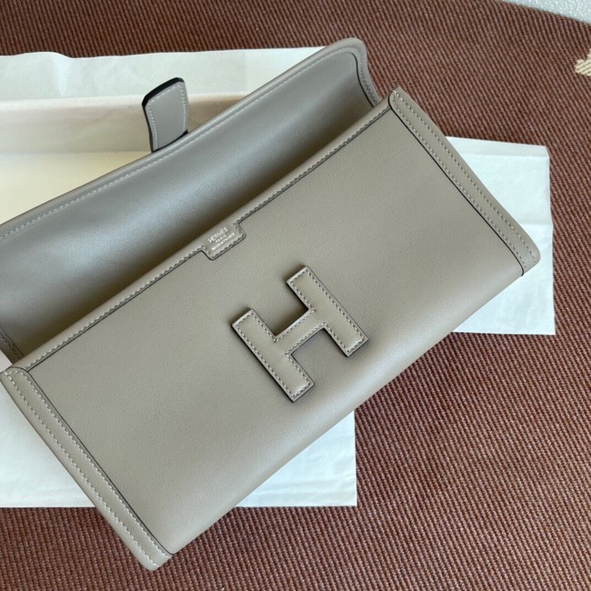 Hermes Original jige swift Leather Clutch 37088 gray