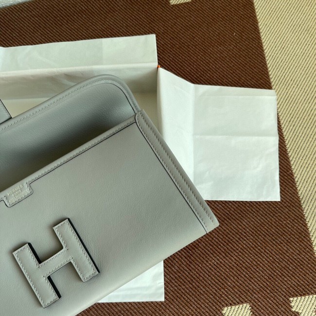 Hermes Original jige swift Leather Clutch 37088 light gray