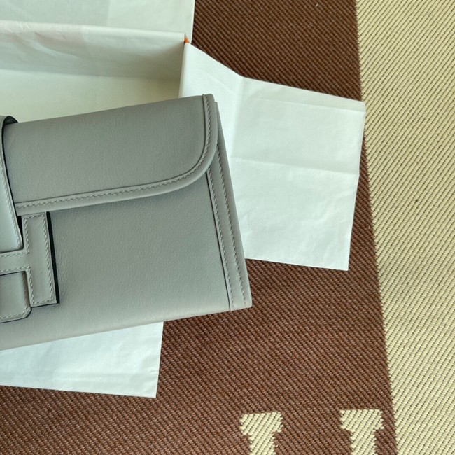 Hermes Original jige swift Leather Clutch 37088 light gray