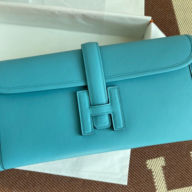 Hermes Original jige swift Leather Clutch 37088 sky blue