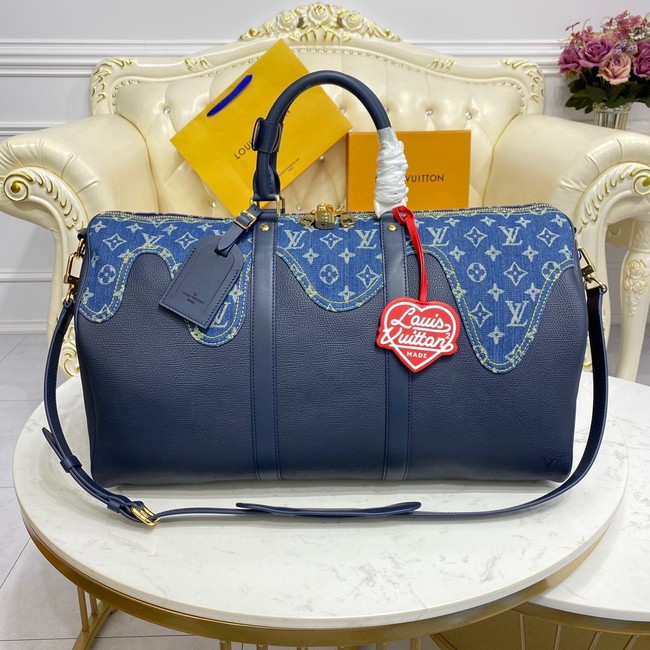 Louis Vuitton KEEPALL BANDOULIERE 50 M45975 blue