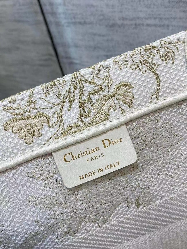 SMALL DIOR BOOK TOTE Embroidery C1287-7 cream