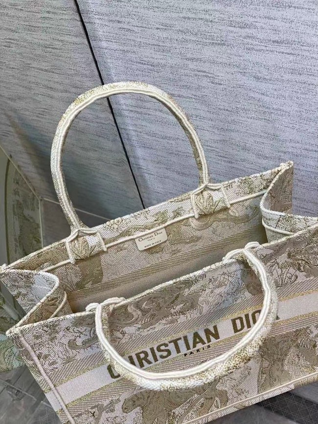 SMALL DIOR BOOK TOTE Embroidery C1287-8 cream