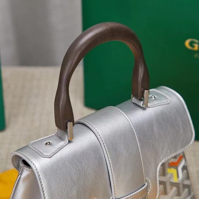 Goyard Calfskin Leather saigon mini Tote Bag 9955 silver