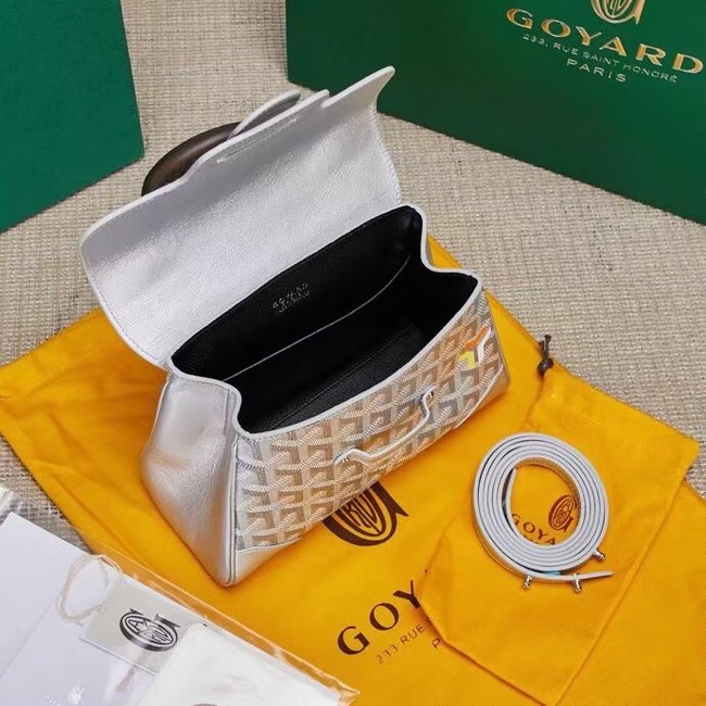 Goyard Calfskin Leather saigon mini Tote Bag 9955 silver