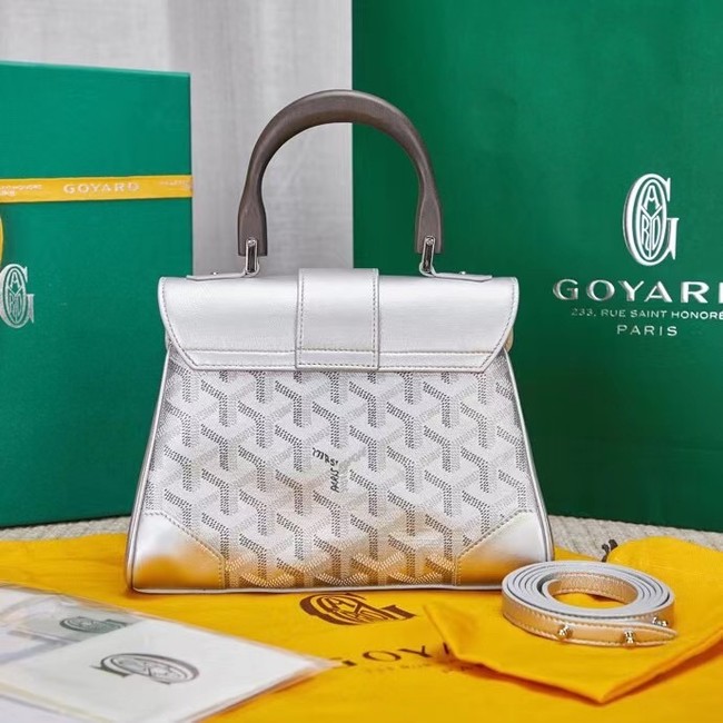 Goyard Calfskin Leather saigon mini Tote Bag 9955 silver