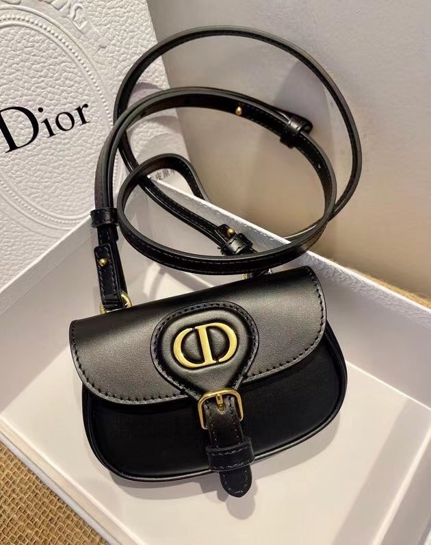 MINI DIOR BOBBY BAG Warm Taupe Box Calfskin S5109U BLACK