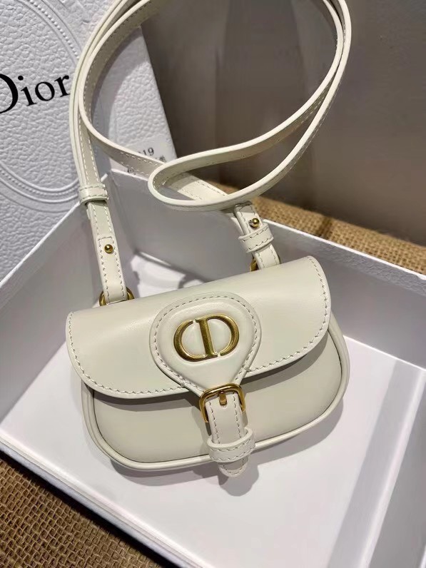 MINI DIOR BOBBY BAG Warm Taupe Box Calfskin S5109U WHITE