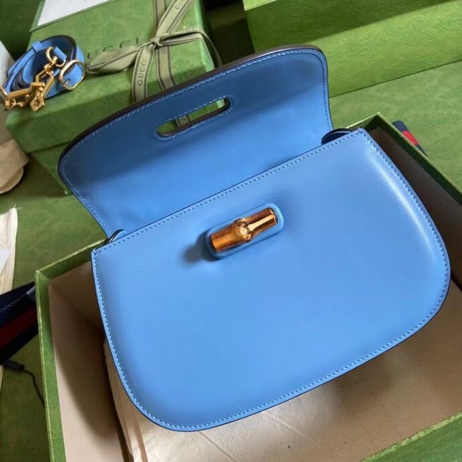 Gucci Small top handle bag with Bamboo 675797 blue