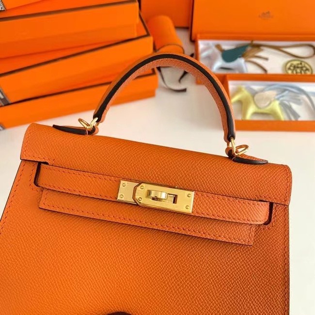 Hermes Kelly 19cm Shoulder Bags Epsom Leather KL19 Gold hardware orange