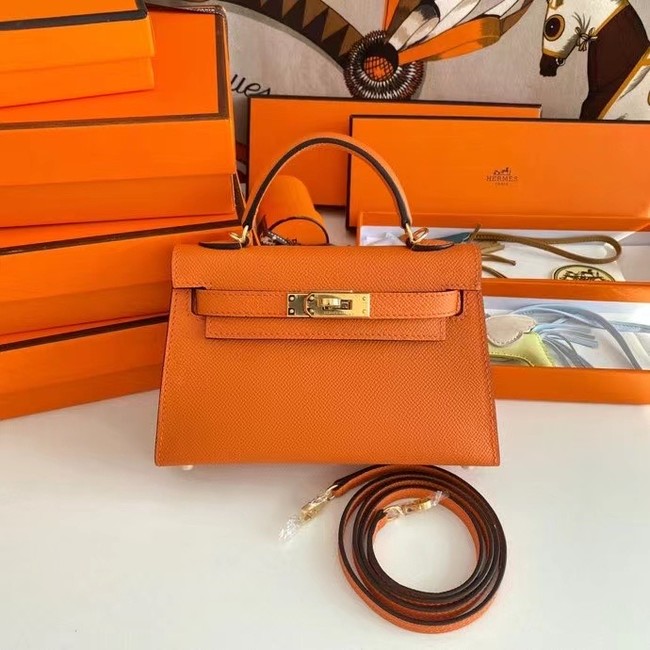 Hermes Kelly 19cm Shoulder Bags Epsom Leather KL19 Gold hardware orange