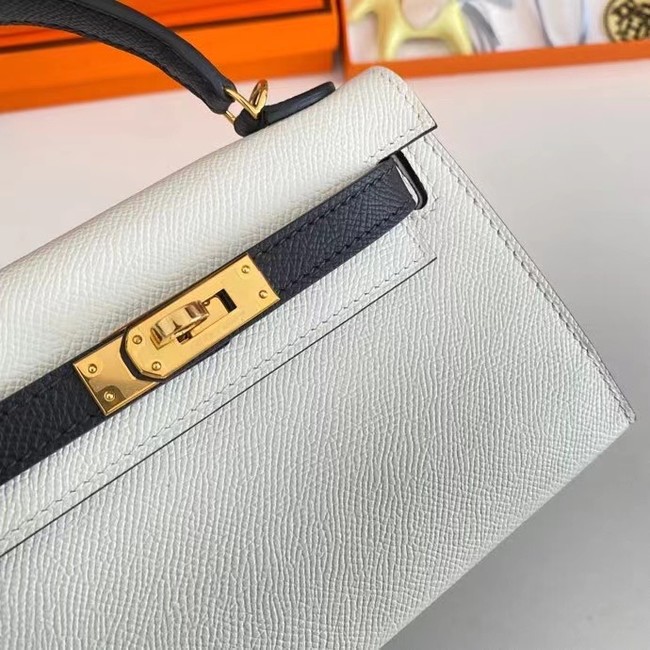 Hermes Kelly 19cm Shoulder Bags Epsom Leather KL19 Gold hardware white&black