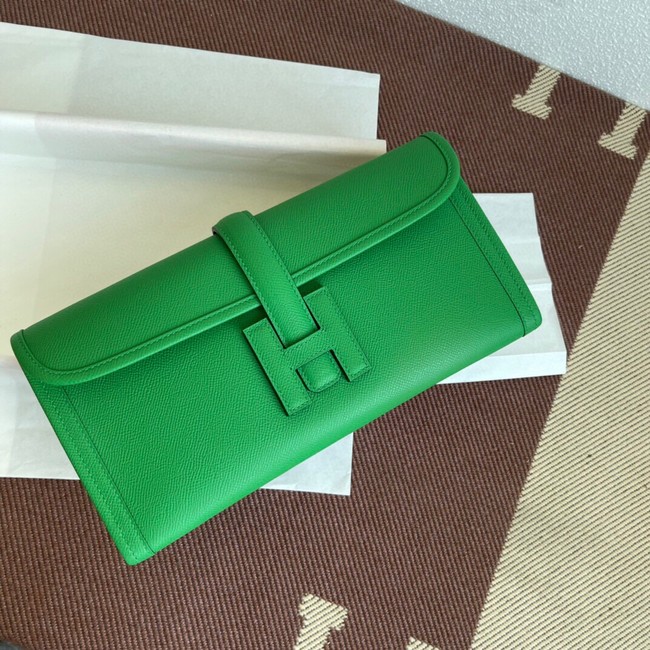 Hermes Original Espom Leather Clutch 37088 Bamboo green