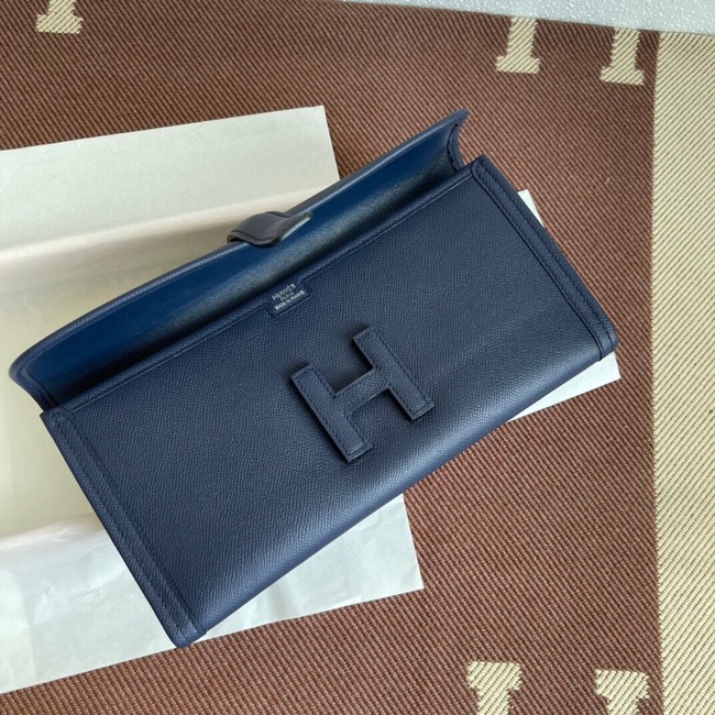 Hermes Original Espom Leather Clutch 37088 Sapphire blue