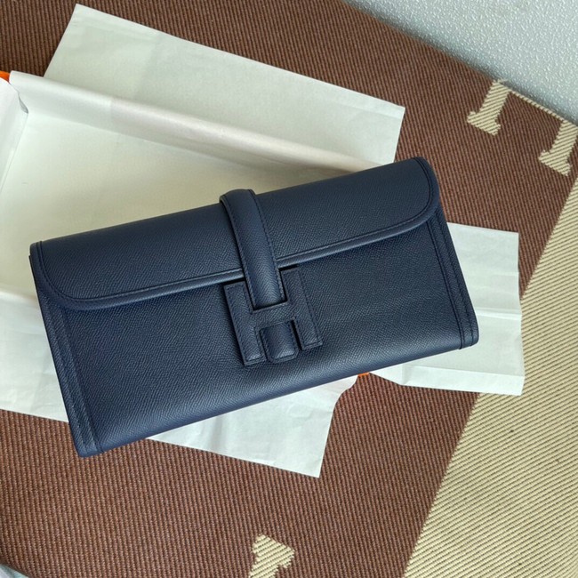 Hermes Original Espom Leather Clutch 37088 Sapphire blue