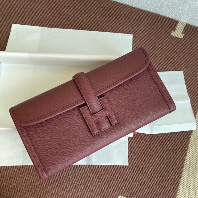 Hermes Original Espom Leather Clutch 37088 claret