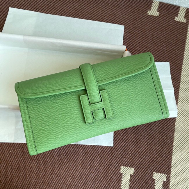 Hermes Original Espom Leather Clutch 37088 light green