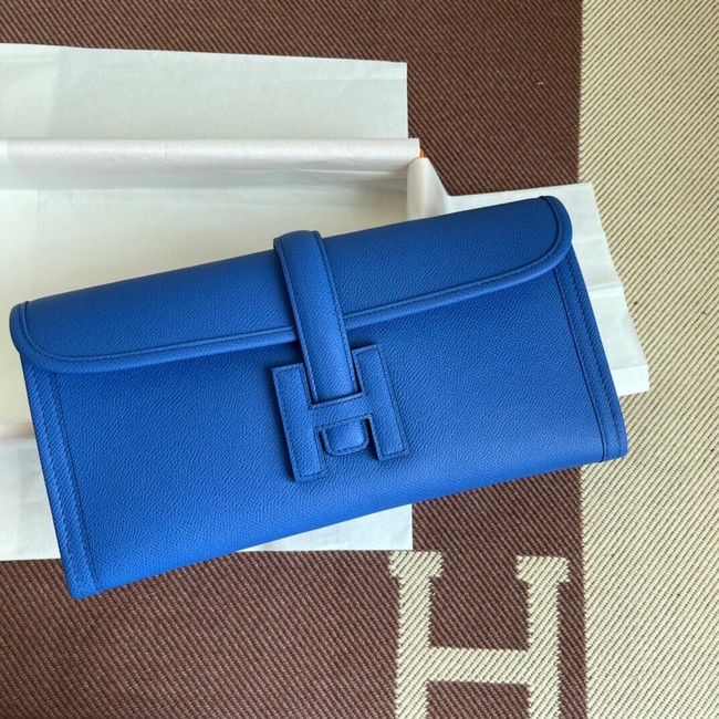 Hermes Original Espom Leather Clutch 37088 optic blue