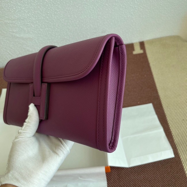 Hermes Original Espom Leather Clutch 37088 purple