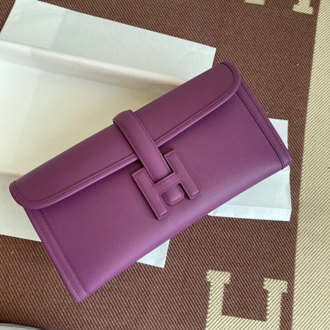 Hermes Original Espom Leather Clutch 37088 purple