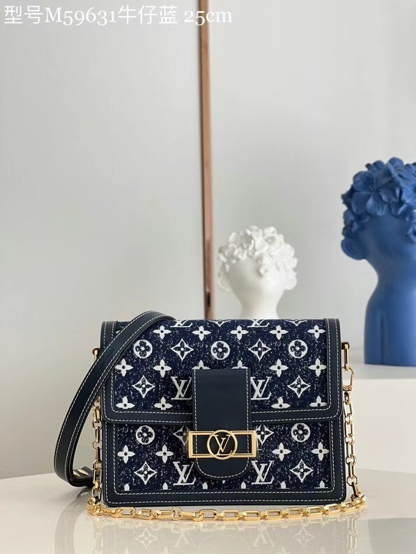 Louis Vuitton Monogram denim DAUPHINE MM M59483 Navy Blue