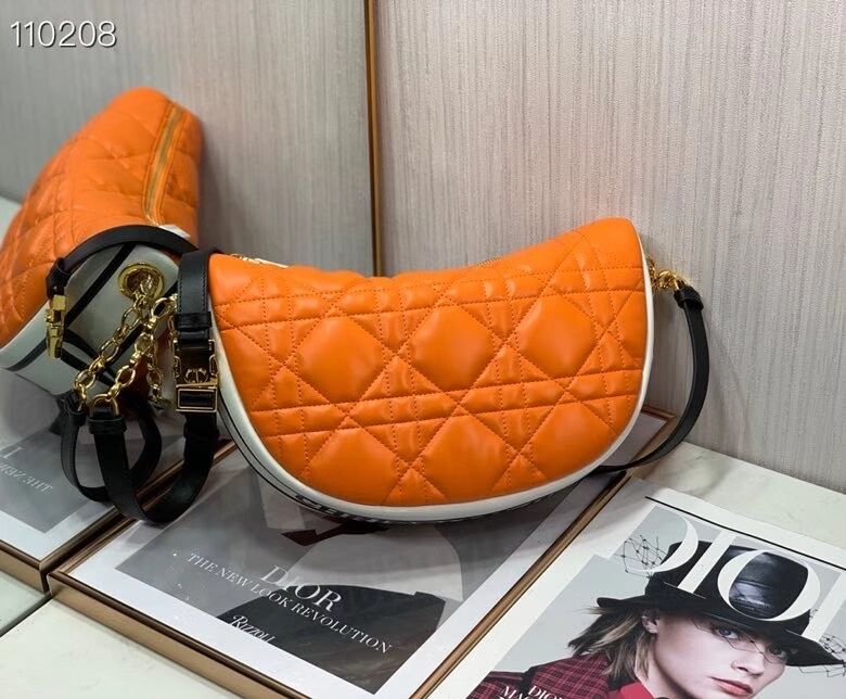 DIOR Shoulder Bag Cannage Lambskin C0616 orange