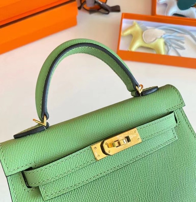 Hermes Kelly 19cm Shoulder Bags Epsom Leather KL19 Gold hardware Avocado Green