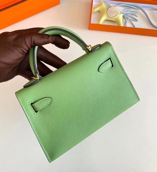 Hermes Kelly 19cm Shoulder Bags Epsom Leather KL19 Gold hardware Avocado Green