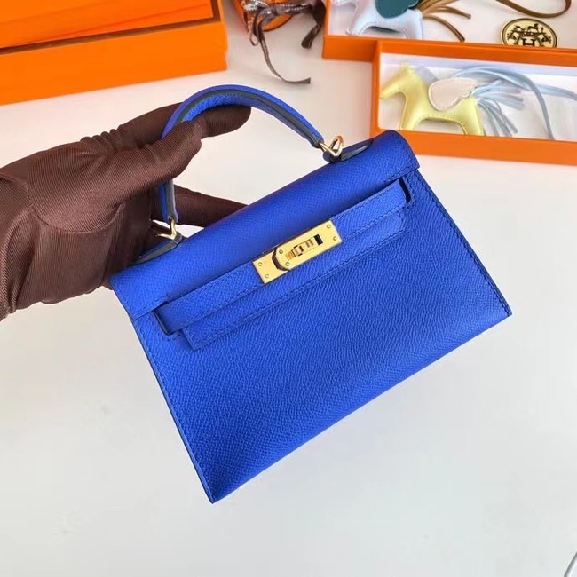 Hermes Kelly 19cm Shoulder Bags Epsom Leather KL19 Gold hardware Electro optic blue