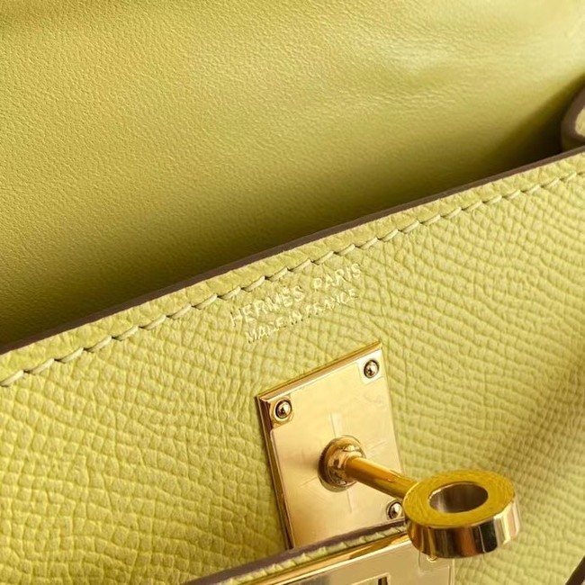 Hermes Kelly 19cm Shoulder Bags Epsom Leather KL19 Gold hardware lemon