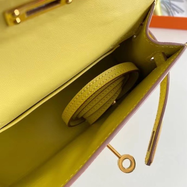 Hermes Kelly 19cm Shoulder Bags Epsom Leather KL19 Gold hardware lemon