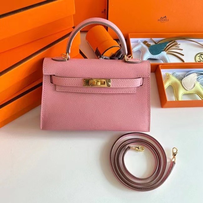 Hermes Kelly 19cm Shoulder Bags Epsom Leather KL19 Gold hardware pink