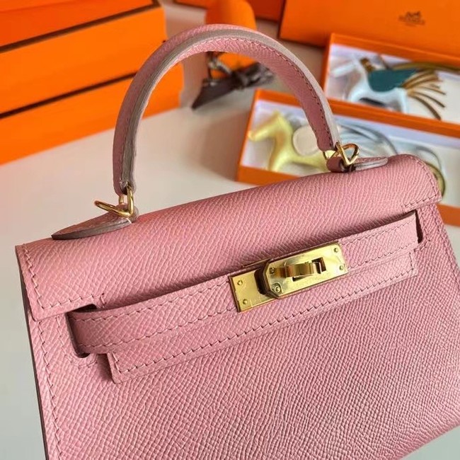 Hermes Kelly 19cm Shoulder Bags Epsom Leather KL19 Gold hardware pink