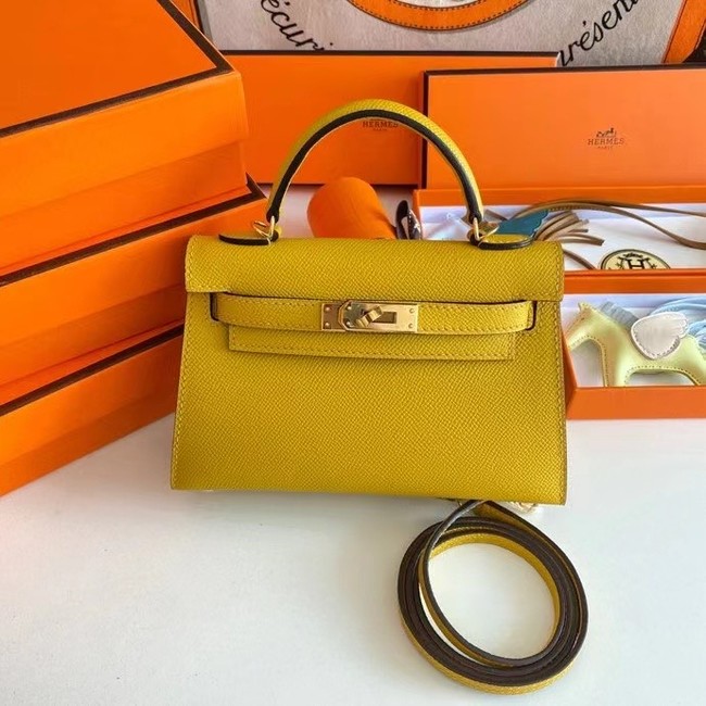 Hermes Kelly 19cm Shoulder Bags Epsom Leather KL19 Gold hardware yellow